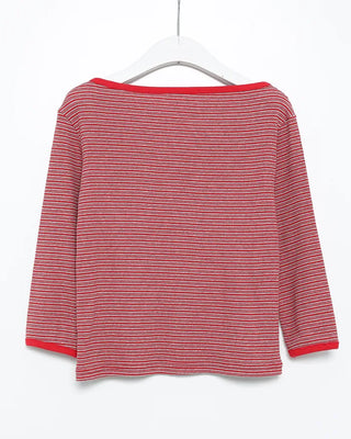 Border Slash Neck Cropped Sleeve T-Shirt