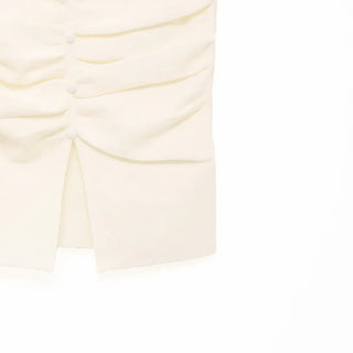 Flower Strap Heart Neck Shirring Short Sleeve T-Shirt