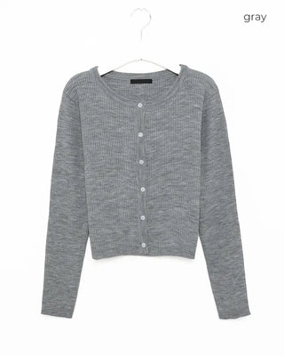Ribbed round neck cardigan