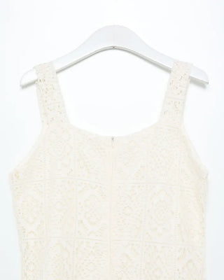 Perforated detail square neck long dress