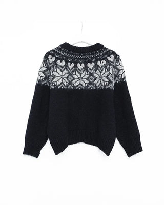 Colored Neck Nordic Knit Cardigan