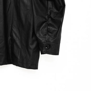Faux leather long shirt jacket