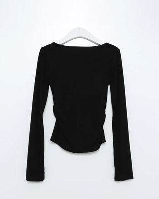 Ribbon Button Long Sleeve T-Shirt