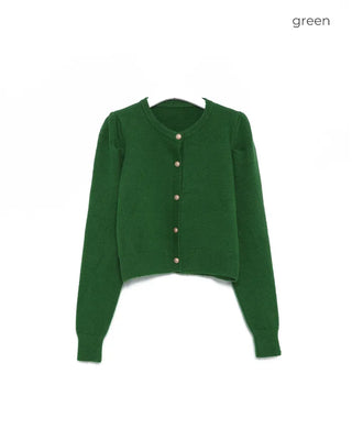 Gold Button Puff Cardigan