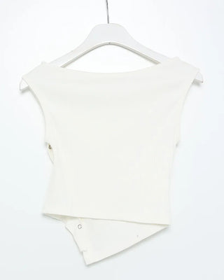 Asymmetrical Snap Button Sleeveless Top