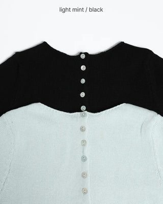 Shell button short-sleeved cardigan