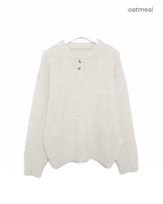 Henley neck round long knit