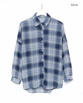 Madras check sheer shirt