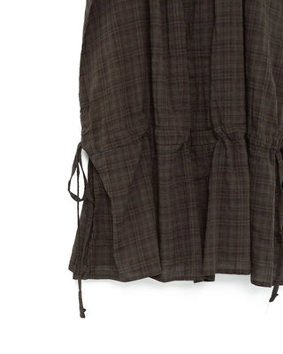 Checked sleeveless shirred blouse
