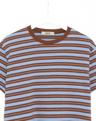 Cropped striped short-sleeved T-shirt
