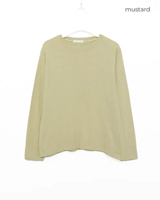 Simple round neck collar long-sleeve T-shirt
