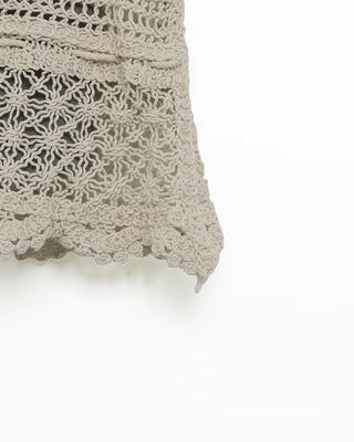 Sleeveless perforated knit set