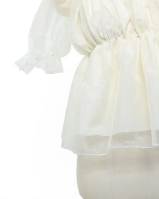 Organza Shirred Off-Shoulder Blouse