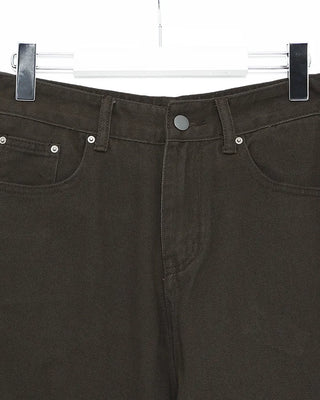 Back-button cotton wide-leg pants
