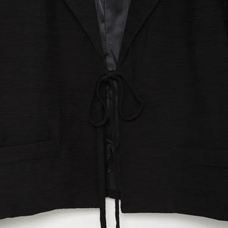 Ribbon Collar Cropped Jacket