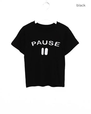 PAUSE Patch Semi-Cropped Half T-Shirt