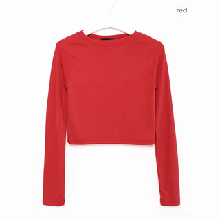 Basic long-sleeve cropped T-shirt