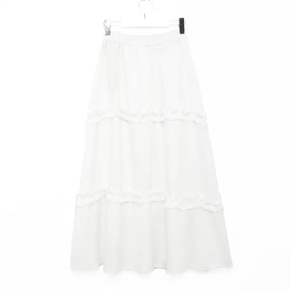 Frilled banded long skirt