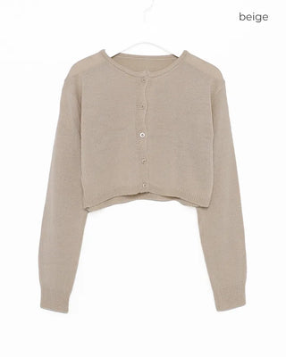 Round neck crop cardigan