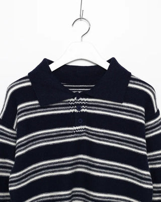 Striped polo collar knit