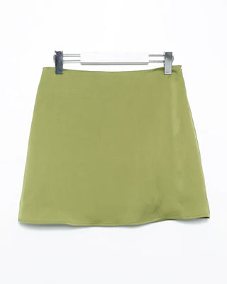 Simple satin trappé mini skirt