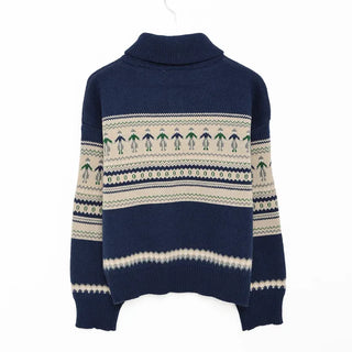 Patterned Half-Zip Knit Sweater