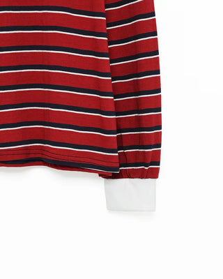 Half-open collar border T-shirt