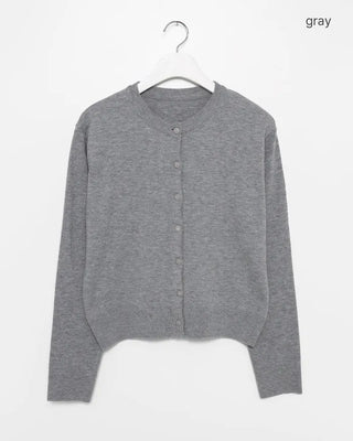 Short crew neck cardigan