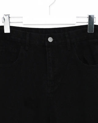 Patch button hem side outseam cotton pants