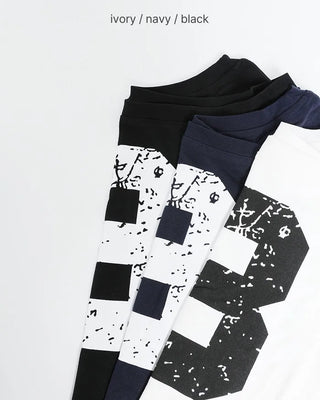 Number print off-shoulder long-sleeved T-shirt