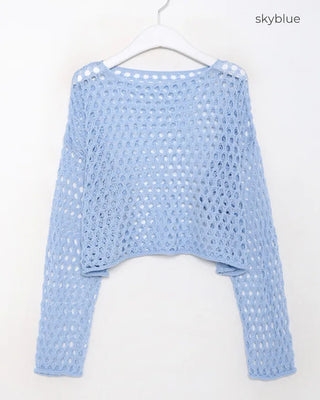 Net-knit cropped sweater
