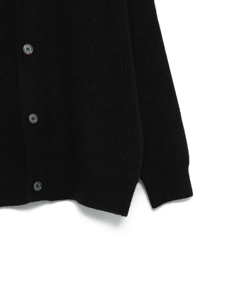 (Unisex) High-neck button-up ribbed cardigan