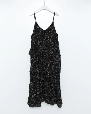 Wrinkle Dot Frill Long Dress