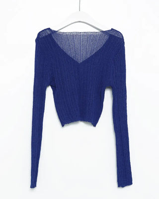 V-neck sheer slim-fit cardigan