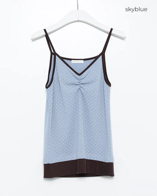 Bust Gathered Pin Dot Rib Camisole