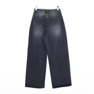 Washed straight black denim pants