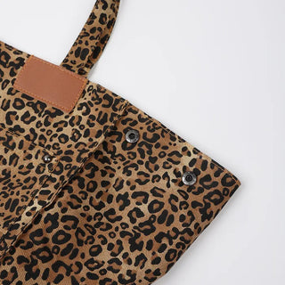 (Unisex) Leopard Big Canvas Shoulder Bag