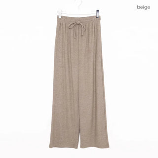 Velour wide-leg elastic waist pants