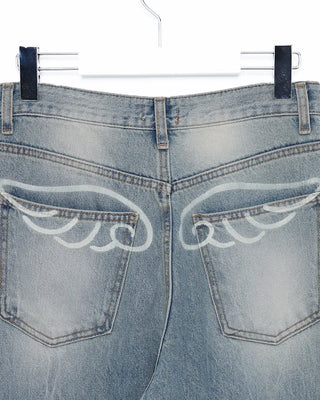 Wing Hip Painted Straight Denim Pants