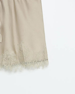 Satin lace mini skirt