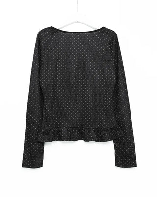 Ribbon Tie Dot Frill T-Shirt