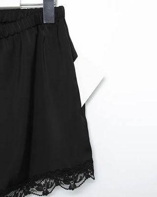 Flower Lace Hem Satin Easy Shorts