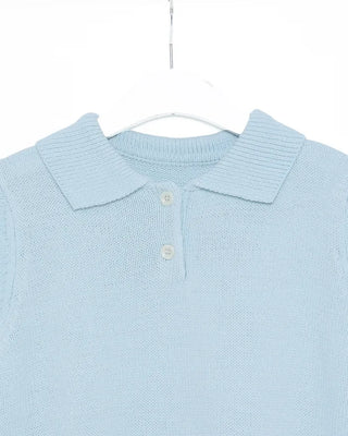 Two-button collar short-sleeved knit