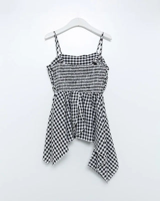 Checked ribbon camisole