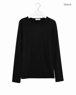 Round neck rayon long-sleeve T-shirt