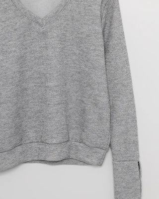 Sleeve Button V-Neck Long T-Shirt