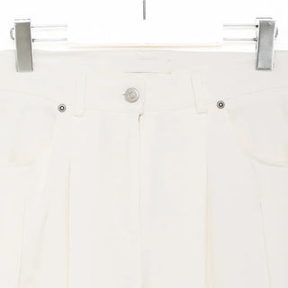Double-pleated wide cotton pants