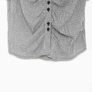 Cropped check shirred shirt
