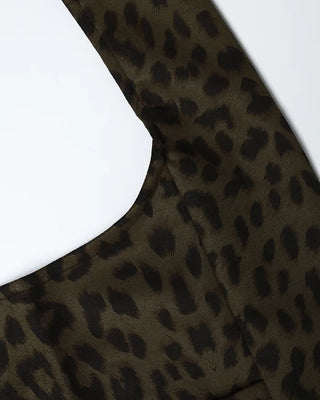 Leopard print one-pocket one-shoulder tote bag