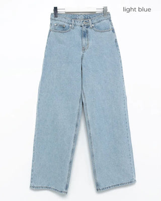Wide straight light denim pants